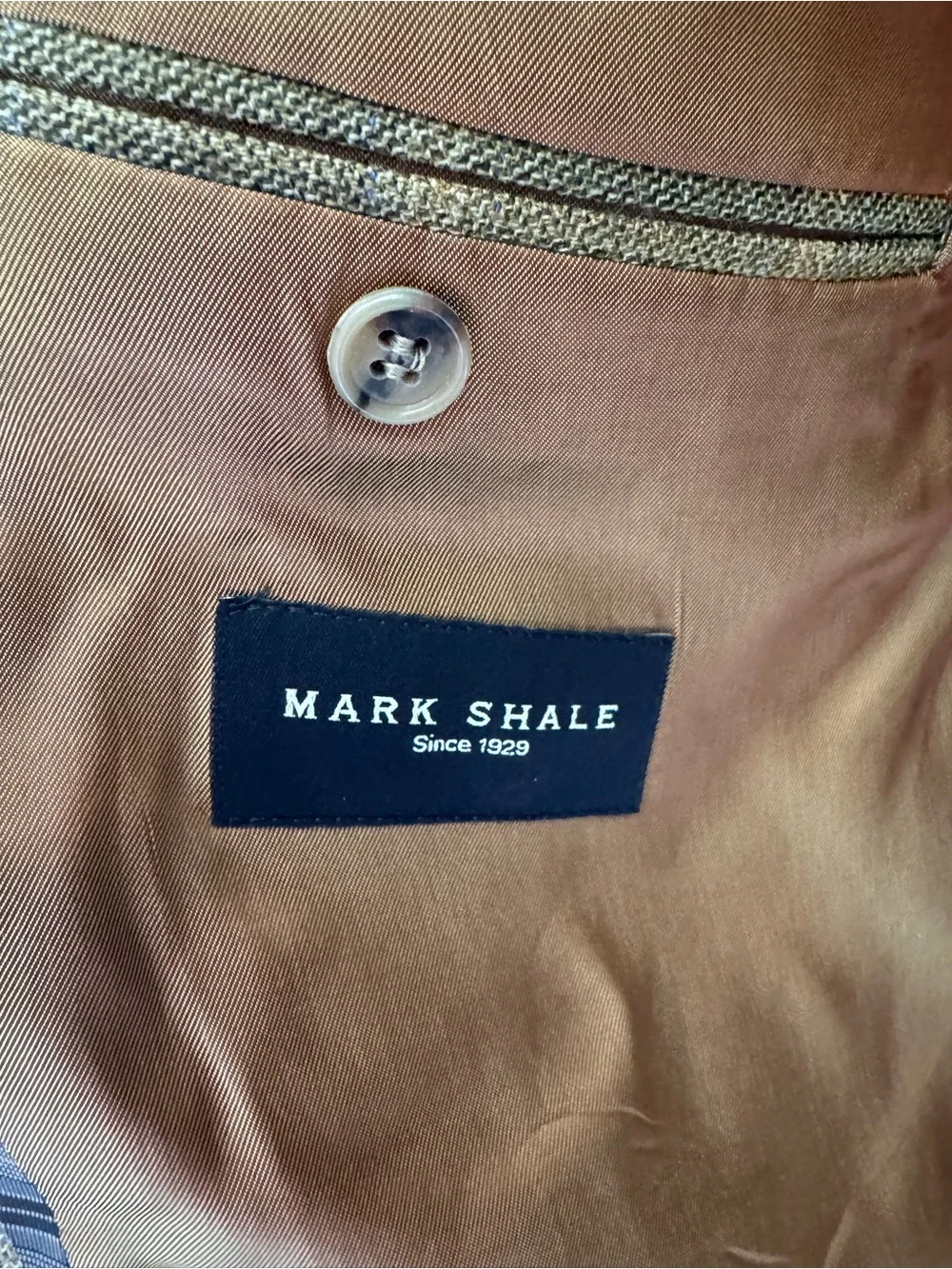 Marc Shale Titus SC Wool Cashmere sport coat blazer 44R olive windowpane